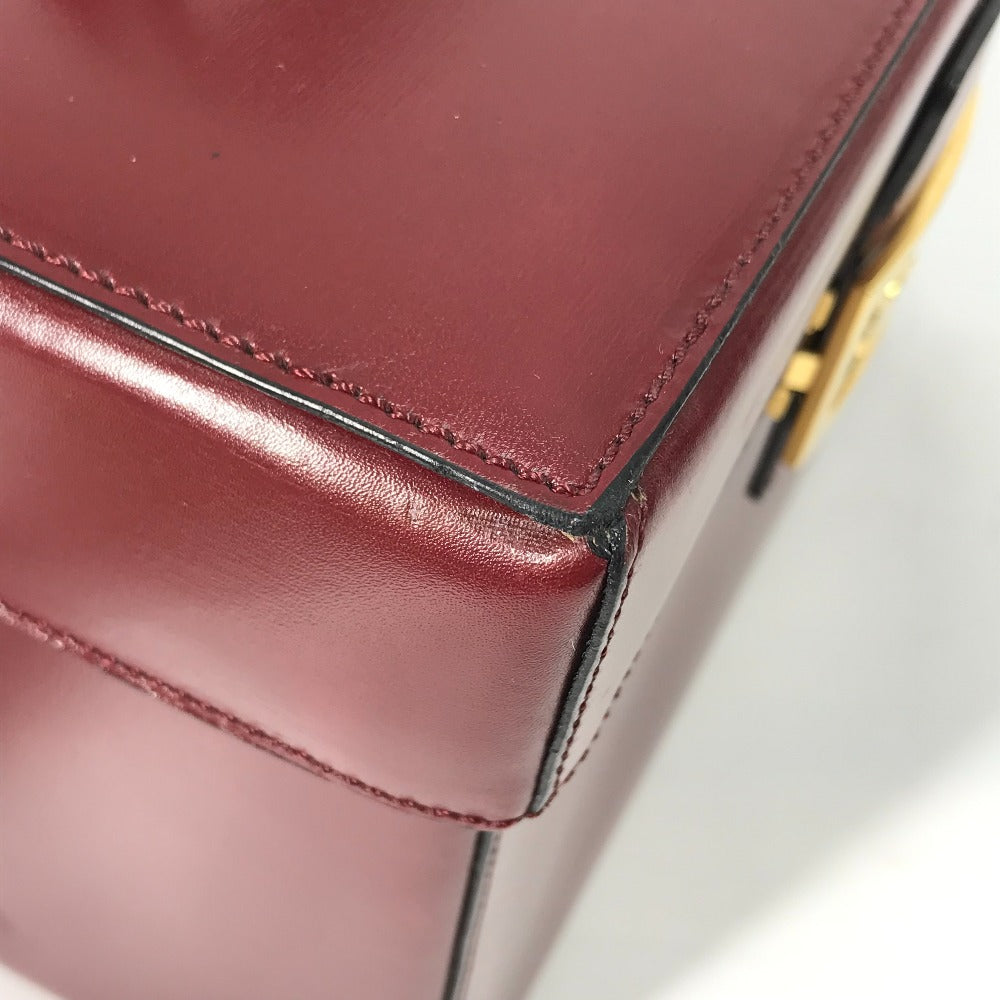 CELINE Handbag leather Bordeauxtype vintage Vanity Carriage Metal Women Secondhand