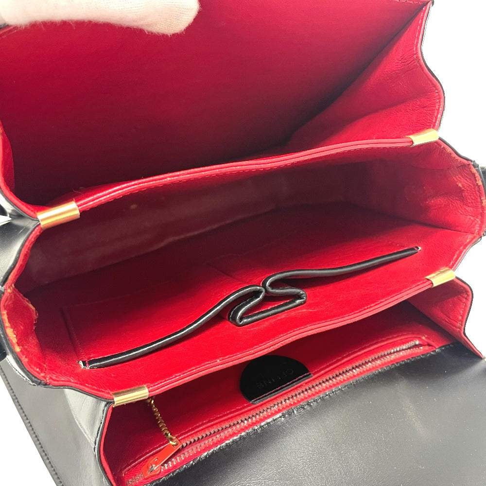 CELINE Shoulder Bag leather black logo accordion Women Secondhand
