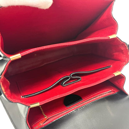 CELINE Shoulder Bag leather black logo accordion Women Secondhand