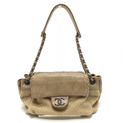 CHANEL Shoulder Bag A31490 canvas beige CC COCO Mark Chain Women Used