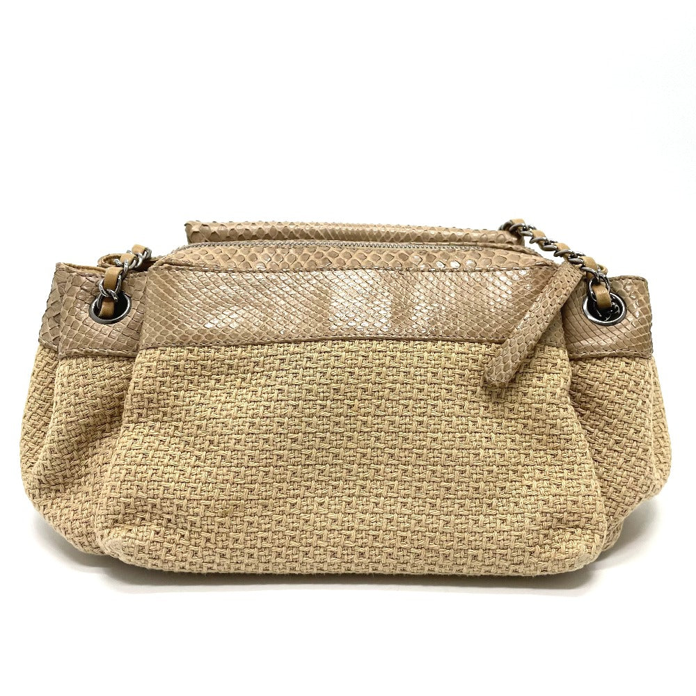 CHANEL Shoulder Bag A31490 canvas beige CC COCO Mark Chain Women Used
