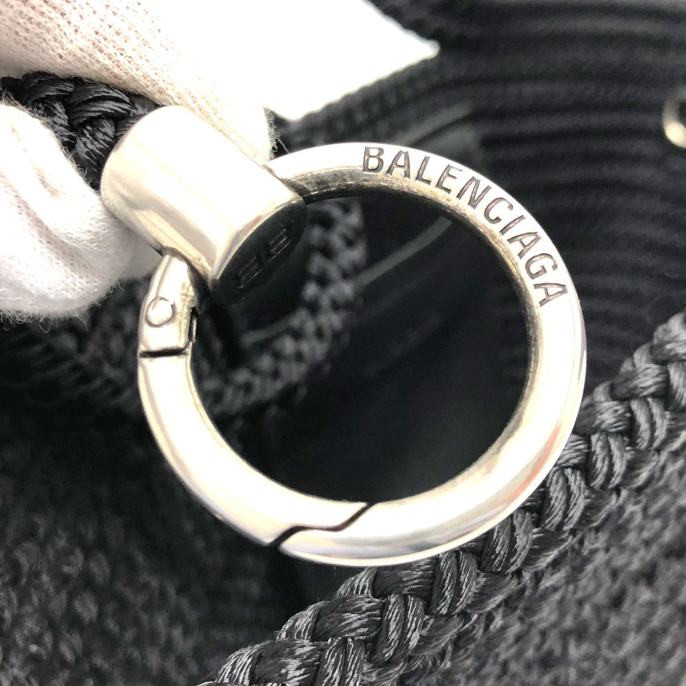 BALENCIAGA Handbag 695612 Nylon/Lambskin black logo ibiza basket bag Ibiza Small With Strap Basket Black Cord Women