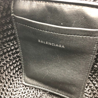 BALENCIAGA Handbag 695612 Nylon/Lambskin black logo ibiza basket bag Ibiza Small With Strap Basket Black Cord Women