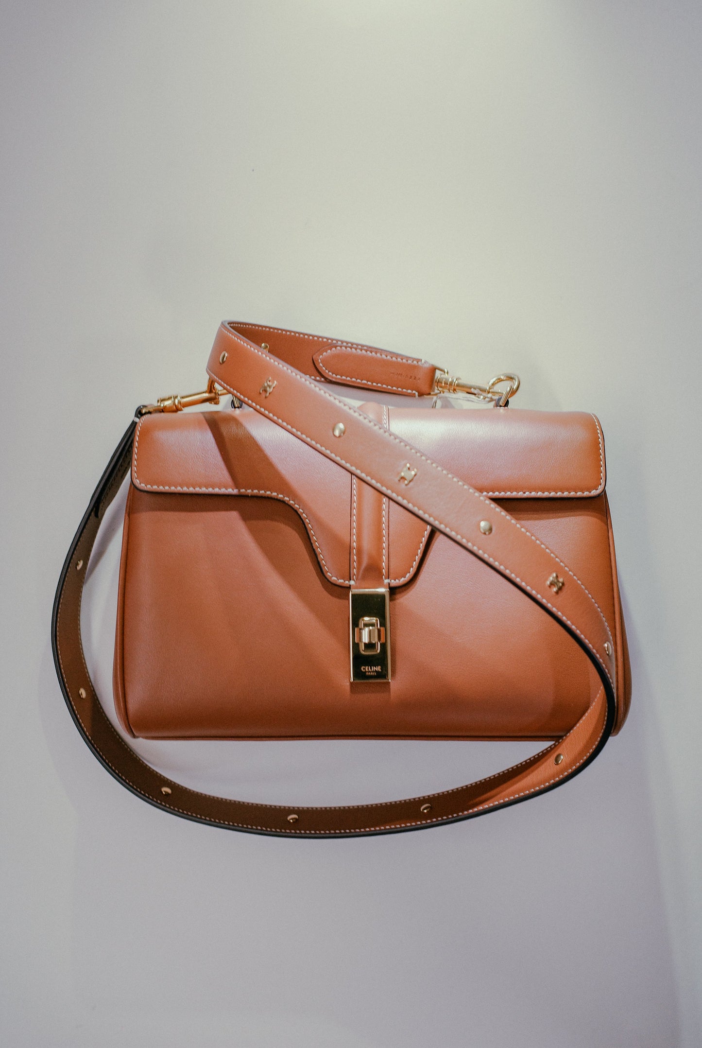 CELINE Soft 16 Crossbody Bag Congac