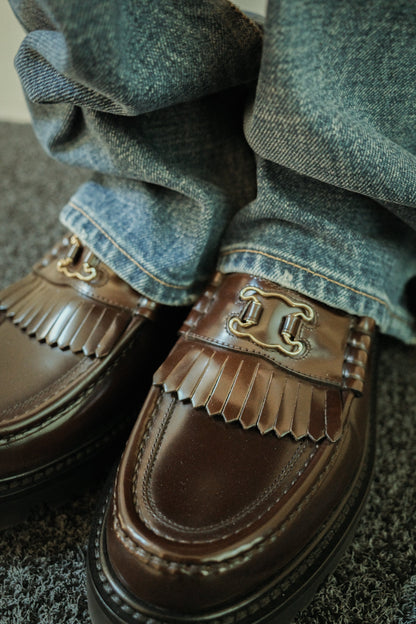 CELINE Margaret Shadow Triomphe Loafers Brown