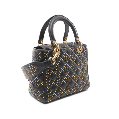 Medium Lambskin Cannage Studded Supple Lady Dior