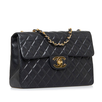 CHANEL Maxi Classic Lambskin Single Flap Shoulder Bag