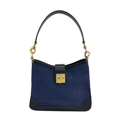 CELINE Gancini Shoulder bag Navy Vintage nnpwss