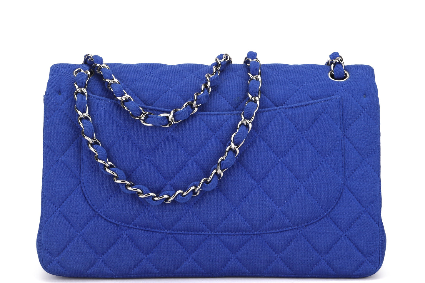 CHANEL CLASSIC FLAP (1962xxxx) JUMBO BLUE FABRIC SILVER HARDWARE, WITH , NO DUST COVER