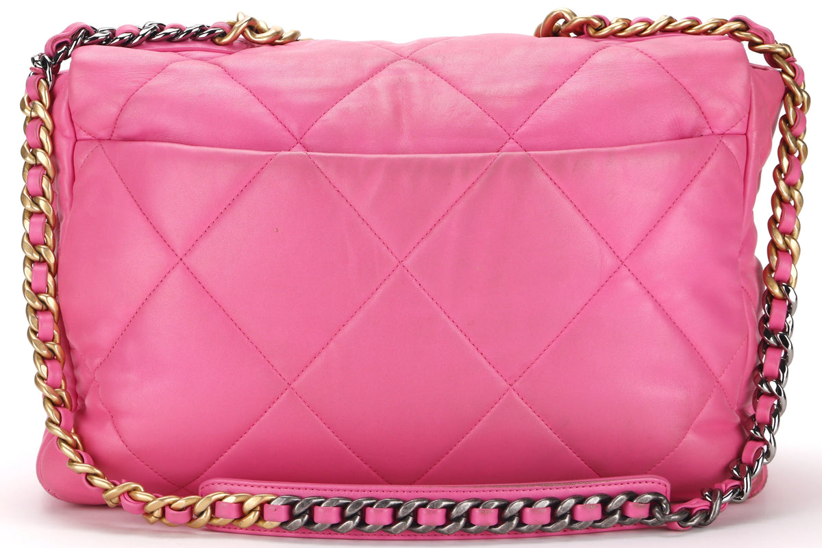 CHANEL 19 (3128xxxx) MAXI PINK LAMBSKIN MIXED HARDWARE, WITH DUST COVER & BOX, NO
