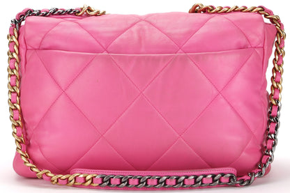 CHANEL 19 (3128xxxx) MAXI PINK LAMBSKIN MIXED HARDWARE, WITH DUST COVER & BOX, NO