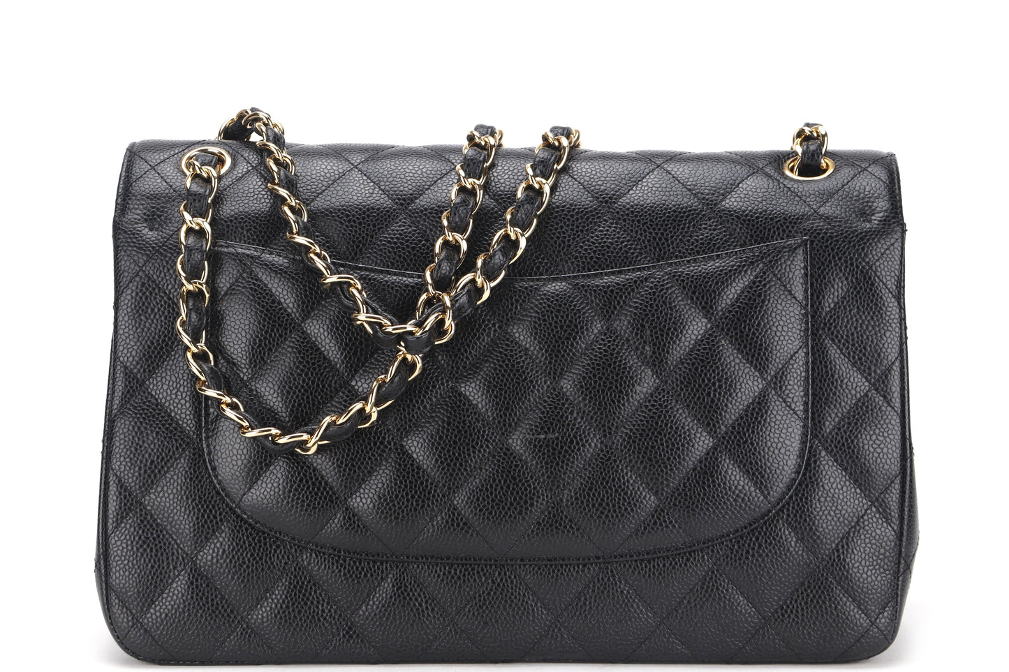 CHANEL DOUBLE FLAP BAG (1980xxxx) JUMBO BLACK CAVIAR LEATHER GOLD HARDWARE, NO  & DUST COVER