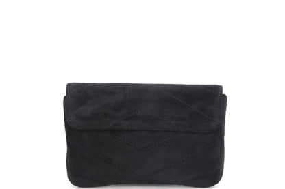 CHANEL PARIS-HAMBURG CC BUTTON FLAP WALLET (2609xxxx) BLACK SUADE GOLD HARDWARE, WITH , DUST COVER & BOX