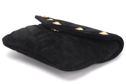 CHANEL PARIS-HAMBURG CC BUTTON FLAP WALLET (2609xxxx) BLACK SUADE GOLD HARDWARE, WITH , DUST COVER & BOX