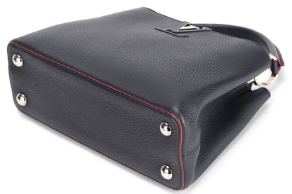 LOUIS VUITTON CAPUCINS BB (AR1105) MARINE ROUGE COLOR TAURILLON LEATHER SILVER HARDWARE, WITH STRAP & DUST COVER
