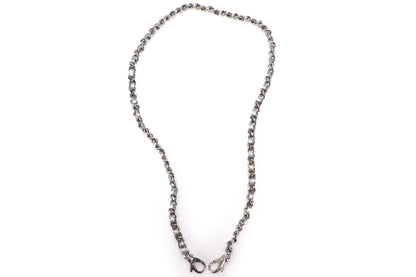 CHANEL LEATHER CHAIN BAG ACCESSORIES GREY SILVER HARDWARE