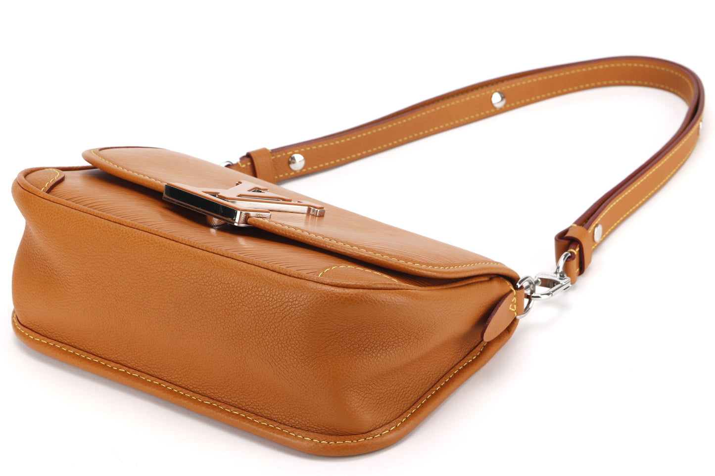 LOUIS VUITTON M59459 BUCI CROSSBODY SMALL GOLD MIEL EPI LEATHER SILVER HARDWARE, WITH STRAP & DUST COVER