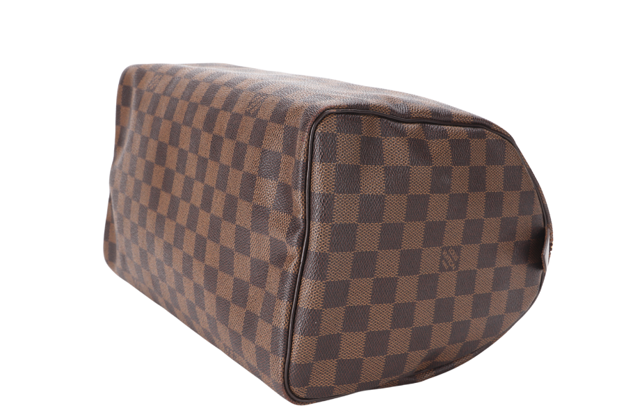 LOUIS VUITTON SPEEDY 30 (N41364) DAMIER EBENE CANVAS GOLD HARDWARE WITH LOCK AND KEYS
