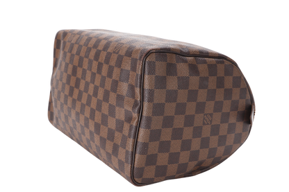 LOUIS VUITTON SPEEDY 30 (N41364) DAMIER EBENE CANVAS GOLD HARDWARE WITH LOCK AND KEYS