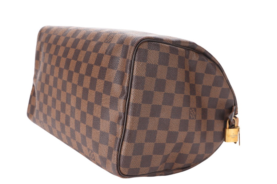 LOUIS VUITTON SPEEDY 30 (N41364) DAMIER EBENE CANVAS GOLD HARDWARE WITH LOCK AND KEYS