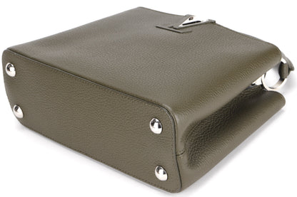 LOUIS VUITTON M57227 CAPUCINES BB, KHAKI COLOR TAURILLON LEATHER SILVER HARDWARE, WITH STRAP & DUST COVER