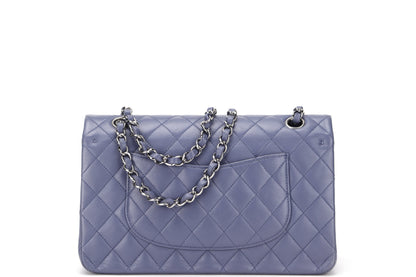CHANEL CLASSIC FLAP (1583xxxx) MEDIUM LILAC LAMBSKIN SILVER HARDWARE, WITH , DUST COVER & BOX