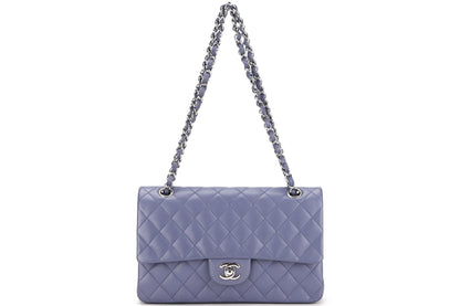 CHANEL CLASSIC FLAP (1583xxxx) MEDIUM LILAC LAMBSKIN SILVER HARDWARE, WITH , DUST COVER & BOX