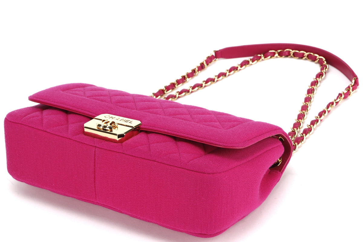 CHANEL CHIC WITH ME FLAP (2016xxxx) LARGE PINK JERSEY GOLD HARDWARE, WITH  & DUST COVER