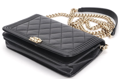 CHANEL LEBOY WALLET ON CHAIN (2881xxxx) BLACK CAVIAR LEATHER GOLD HARDWARE, WITH BOX, NO  & DUST COVER
