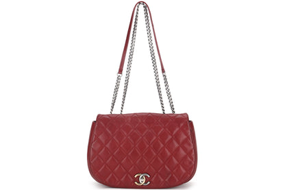 CHANEL POCKET FLAP MESSENGER BAG 26CM (2322xxxx) RED CAVIAR LEATHER GOLD & SILVER HARDWARE, WITH , NO DUST COVER