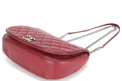 CHANEL POCKET FLAP MESSENGER BAG 26CM (2322xxxx) RED CAVIAR LEATHER GOLD & SILVER HARDWARE, WITH , NO DUST COVER