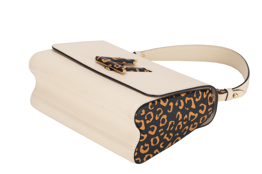 LOUIS VUITTON M53928 TWIST MM SIZE BEIGE JUNGLE PRINT EPI LEATHER GOLD HARDWARE WITH CHAIN