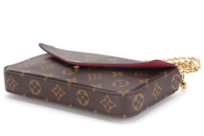 LOUIS VUITTON M61276 POCHETTE FELICIE CHAIN BAG (MI3250) MONOGRAM CANVAS GOLD HARDWARE, WITH CHAIN STRAP, INNER POUCH, INNER CARD POUCH, DUST COVER & BOX