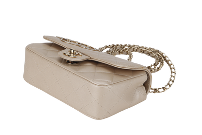 CHANEL VICTORY PEACE MINI FLAP LIGHT GOLD LAMBSKIN GOLD HARDWARE(2353xxxx) WITH DUST COVER  , NO