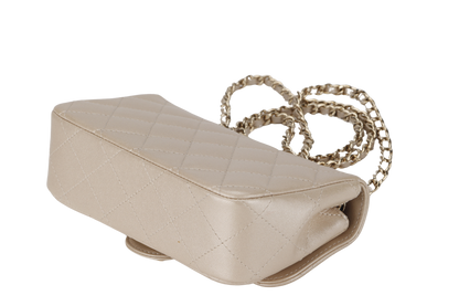 CHANEL VICTORY PEACE MINI FLAP LIGHT GOLD LAMBSKIN GOLD HARDWARE(2353xxxx) WITH DUST COVER  , NO