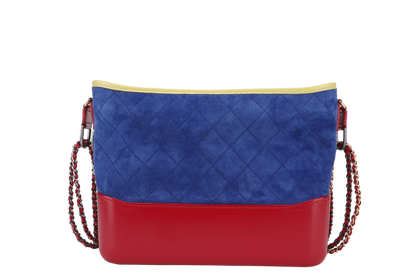 CHANEL GABRIEL HOBO BAG MEDIUM RED,BLUE, YELLOW SUEDE LEATHER GOLD HARDWARE (2424xxxx) WITH DUST COVER AND