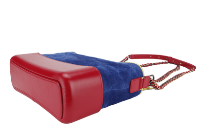 CHANEL GABRIEL HOBO BAG MEDIUM RED,BLUE, YELLOW SUEDE LEATHER GOLD HARDWARE (2424xxxx) WITH DUST COVER AND