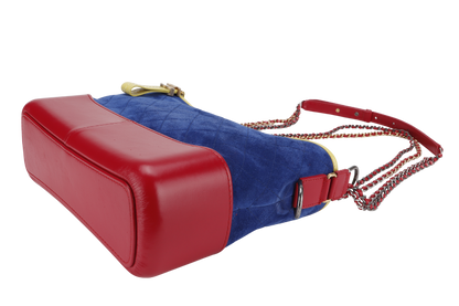CHANEL GABRIEL HOBO BAG MEDIUM RED,BLUE, YELLOW SUEDE LEATHER GOLD HARDWARE (2424xxxx) WITH DUST COVER AND