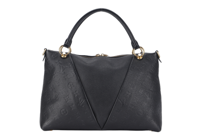 LOUIS VUITTON "V" TOTE MM (M44421) BLACK EMPREINTE LEATHER GOLD HARDWARE WITH STRAP