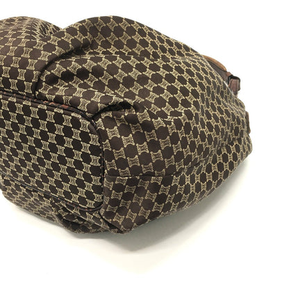 CELINE Shoulder Bag Embossed leather Brown Macadam Women Secondhand