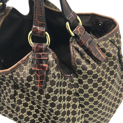 CELINE Shoulder Bag Embossed leather Brown Macadam Women Secondhand
