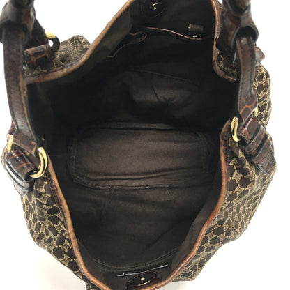CELINE Shoulder Bag Embossed leather Brown Macadam Women Secondhand