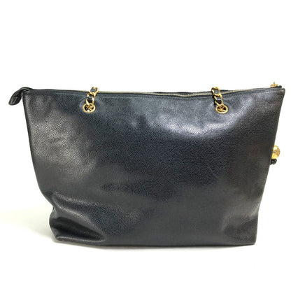 CHANEL Shoulder Bag Caviar skin black COCO Mark Coco ball Women Used