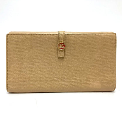 CHANEL Long Wallet Purse A20905 leather beige CC COCO Mark W Hook Wallet