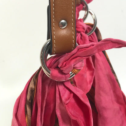 CELINE Shoulder Bag Silk / leather pink Scarf Bag Women Used