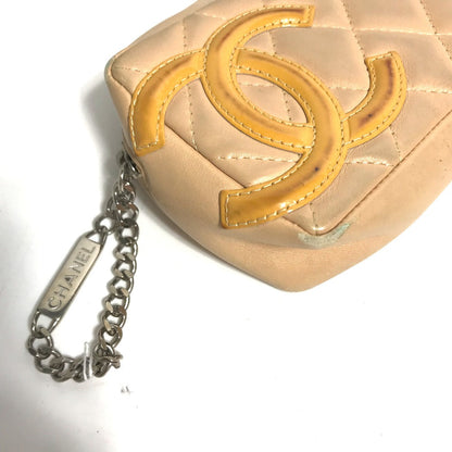 CHANEL Cosmetics Pouch leather beige Cambon line CC COCO Mark Women Used