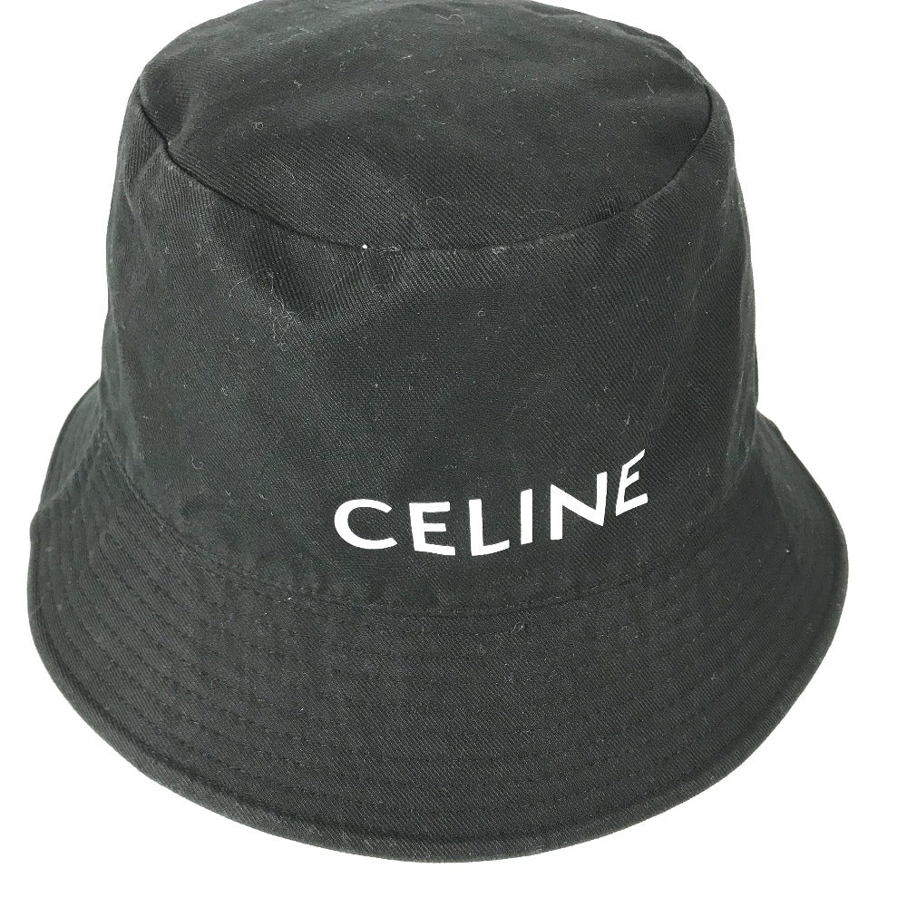 CELINE hat AU5B968P cotton black Hat Hat Bucket Hat Bob Hat logo mens L Secondhand