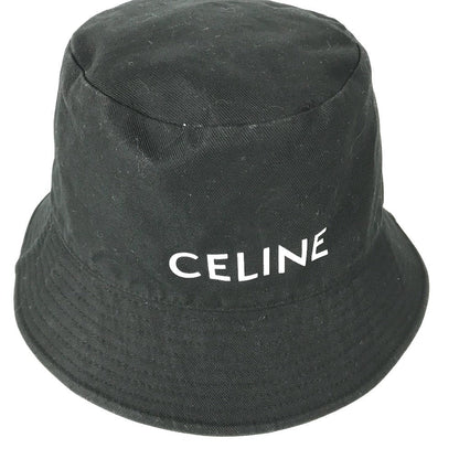 CELINE hat AU5B968P cotton black Hat Hat Bucket Hat Bob Hat logo mens L Secondhand
