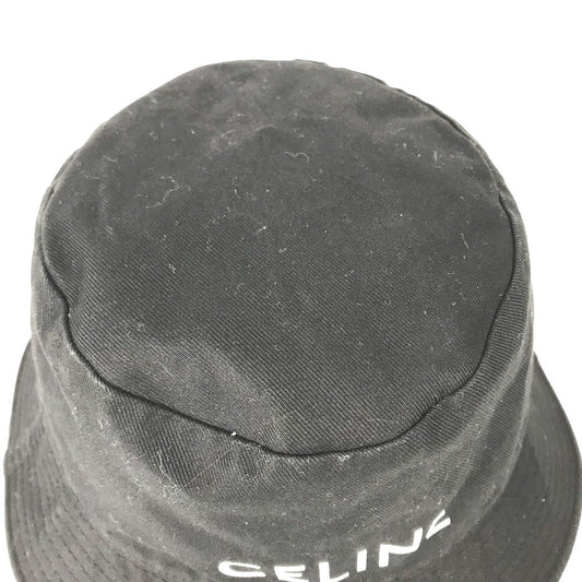 CELINE hat AU5B968P cotton black Hat Hat Bucket Hat Bob Hat logo mens L Secondhand