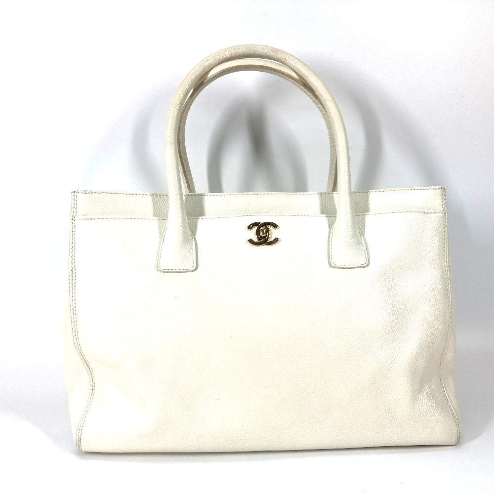 CHANEL Tote Bag Caviar skin White type Executive Tote Women Used